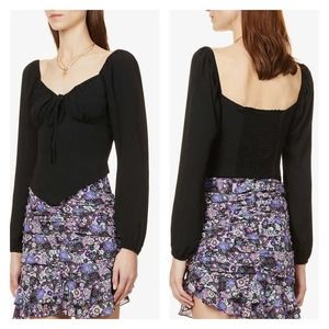 Reformation The Rya Gathered Neckline Long Sleeve Top Size 12